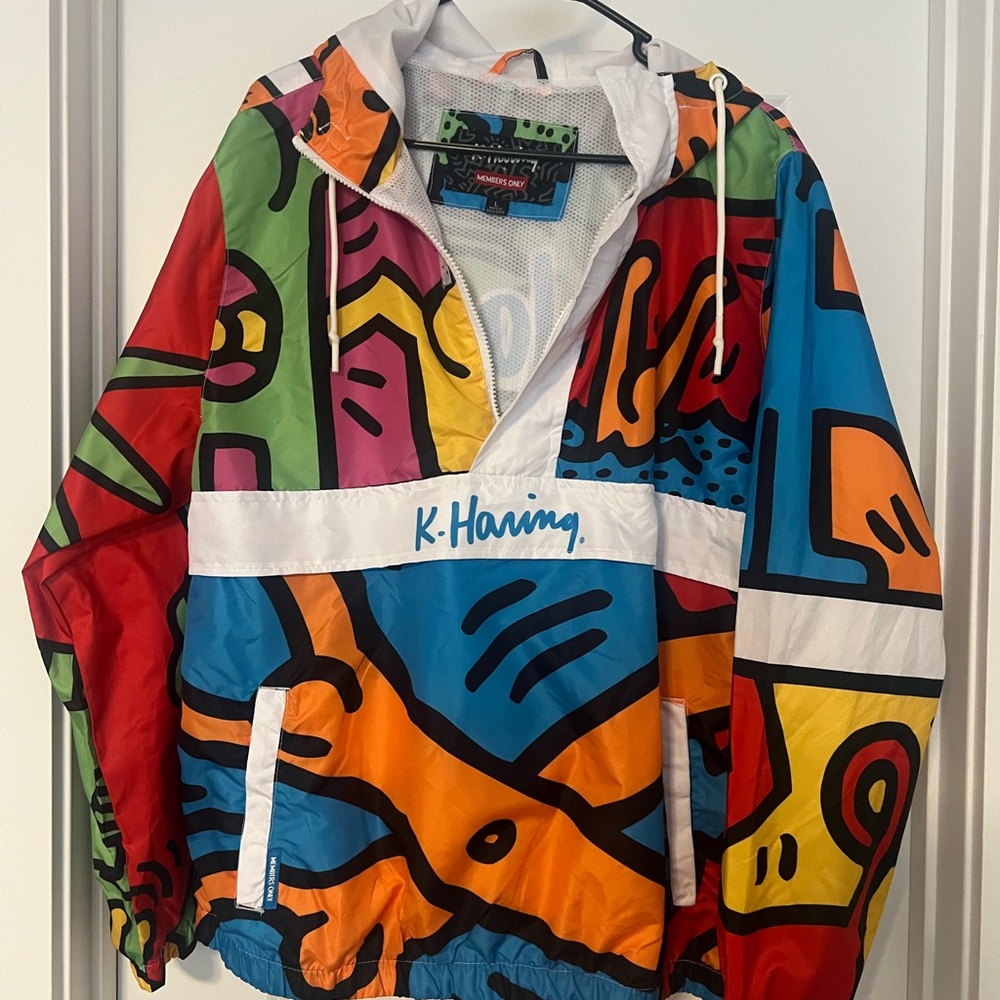 Keith Haring Members Only Half zip Jacket Size L EUC